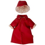 Maileg Pláštěnka a klobouk pro medvídka Maileg Teddy Mum, červená barva, textil