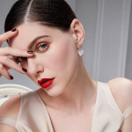 Náušnice s motivem srdce Suzanne - zirkony, perleť, Zlatá