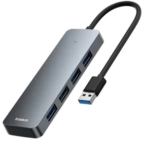Baseus UltraJoy Lite šedá / USB hub / 4v1 / USB-A na 4x USB 3.0 / 15 cm (B0005280B811-00)