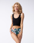 Dámské kalhotky Tea Rose Simple Brasil Maxi zelené se vzorem - Julimex XL