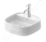 DURAVIT - Zencha Umyvadlo na desku 420x420 mm, bez přepadu, otvor pro baterii, DuraCeram, WonderGliss, bílá 23744200711