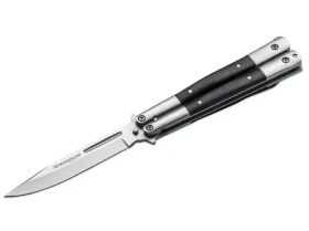 BOKER Kapesní nůž Balisong Wood / Délka čepele 10,3 cm / Ocel 440 / Rukojeť Pakka Wood (259203-UNIW)