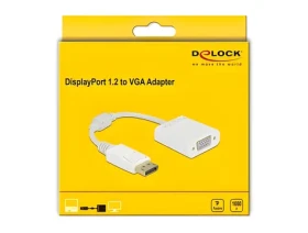 Delock DisplayPort 1.2 (M) - VGA (F) bílá / Adaptér / max. 1920 x 1200 px / 60 Hz / 0,15 m (61007)