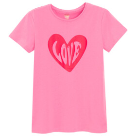 Tričko s krátkým rukávem se srdíčkem -růžové - 134 PINK