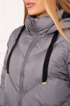 Zimní bunda s límcem a kapucí šedá S