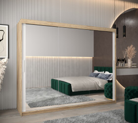 Šatní skříň Abi T3 Barva korpusu: Dub Sonoma, Rozměry: 250 cm, Dveře: Bílá