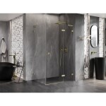 MEXEN/S - Lunar L sprchový kout dveře křídlové pravá 95 x 90, transparent, zlato kartáčovaná 834L-095-090-55-00-P