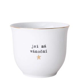 Bella Rose Porcelánový obal na květináč Jsi má vánoční hvězda 10 cm, bílá barva, zlatá barva, porcelán