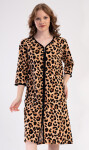 Dámské domácí šaty s tříčtvrtečním rukávem Leopard hnědá 2XL