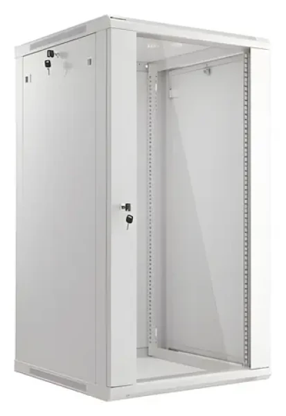 Lanberg WF01-6622-10S šedá / Nástěnný rozvaděč / 19" / 22U / 600x600 mm / Flat pack / Prosklené dveře (WF01-6622-10S)