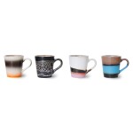 HK living Kameninový hrneček na espresso 70's Funky 80 ml - set 4 ks, multi barva, keramika