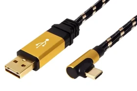 Roline GOLD USB 2.0 A - USB-C lomený 90° / Kabel / propojovací / 1,8 m (11.02.9061)