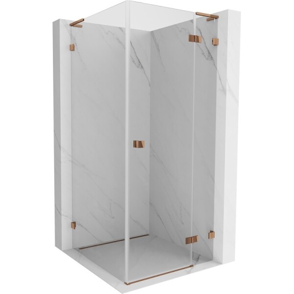 MEXEN/S - Lunar L sprchový kout dveře křídlové pravá 80 x 80, transparent, růžové zlato 834L-080-080-60-00-P