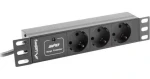 Lanberg PDU lišta 10" černá / Zásuvková lišta do racku / 1U / 3x Schuko / C14 / 10A / 2m (PDU-03F-0200-IEC-BK)