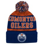 Outerstuff Dětská zimní čepice Edmonton Oilers NHL Puck Pattern Cuffed Pom