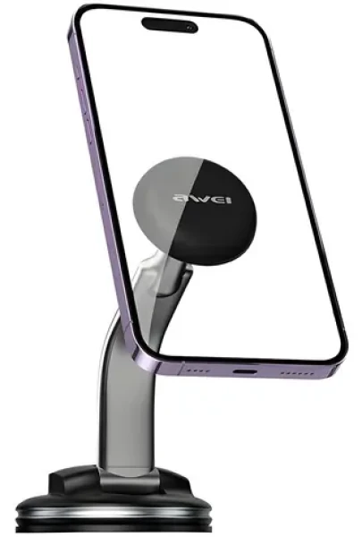 AWEI X45 černá / Magnetický držák telefonu do auta / palubní deska / čelní sklo / hliník (X45)