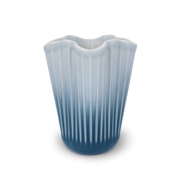 KÄHLER Keramická váza Hammershøi Unfold Blue 16,5 cm, modrá barva, keramika