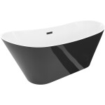 MEXEN/S - Dora volně stojící vana 150 x 75, bílá/černá, sifon a přepad černá 52071507575-70