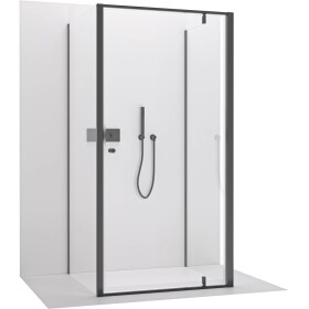 CERANO Třístěnný sprchový kout Ferri U L/P - 6 mm - černá matná, transparentní sklo - 90x90x195 cm - pivotový