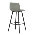 Židle barová, zelená látka, čtyřnohá kovová podnož, černý mat