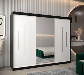 Šatní skříň Abi Y1 Barva korpusu: Černá, Rozměry: 250 cm, Dveře: Bílá