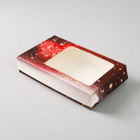 Cake star vánoční krabice "vánoční koule" červená malá 25x15x5cm