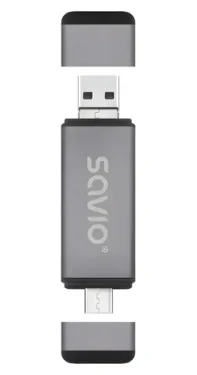 Čtečka paměťových karet 3v1 AK-72 / Čtečka paměťových karet / SD / USB-C, USB-A 2.0, Micro USB (SAVAK-72)