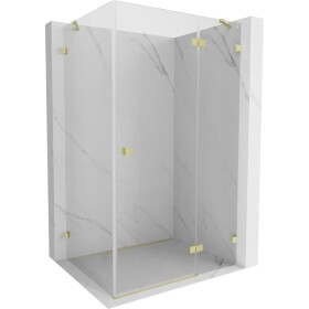 MEXEN/S - Lunar sprchový kout dveře křídlové pravá 75 x 80, transparent, zlato kartáčovaná 834-075-080-55-00-P