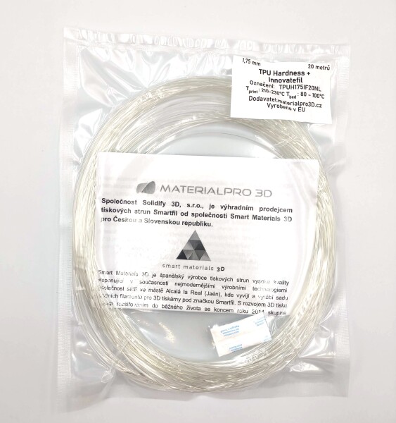 VZOREK 20 METRŮ - INNOVATEFIL TPU HARDNESS+ filament natural 1,75 mm