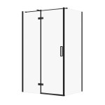 CERSANIT - Sprchový kout JOTA s panty, černý, 120x90x195, levý, čiré sklo S160-028