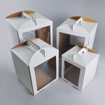 Cake star dortová krabice CINDY pevná bílá dvě okna 33x33x40cm