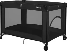 LIONELO Postýlka cestovní Amelie Black Carbon / Skládací / boční vstup na zip / síťové stěny (LO-AMELIE BLACK CARBON)