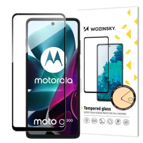 Wozinsky Full Glue tvrzené sklo pro Motorola Moto G200 5G černý rám / Ochranné sklo / 9H / Celoplošné lepení