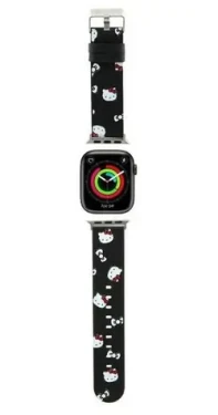 Hello Kitty Heads Bows černá / Řemínek / Apple Watch 38/40/41mm (HKAWMPSAPSK)