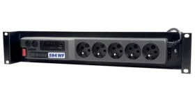 Acar A-504 / Napájecí panel s přepěťovou ochranou / 5x 230V / vana do 19" racku / 3 m kabel