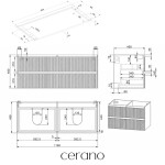 CERANO - Koupelnová skříňka Carole + deska pod umyvadlo Navira Pro - 36 mm - bílá matná rýhovaná - 120x51,6x46 CER-240313