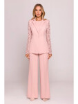 Dámské sako s krajkovými rukávy M865 Pudr růžová - MOE pudrovo-růžová XXL