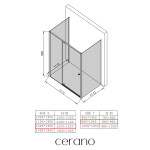 CERANO - Třístěnný sprchový kout Santini U L/P - 6 mm - černá matná, transparentní sklo - 120x90x195 - pivotový CER-8050BD7876