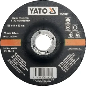 YATO Kotouč brusný na kov 125 x 22 x 6,8 mm vypouklý INOX / Brusný kotouč / Nerezová ocel / 6 ks
