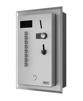 SANELA - Automaty Vestavný mincovní automat pro 4-8 sprch, přímé ovládání, antivandal, matný nerez SLZA 02LMZ