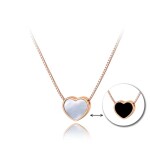 Ocelový náhrdelník s oboustranným přívěskem ve tvaru srdce, Zlatá 39 cm + 4 cm (prodloužení)