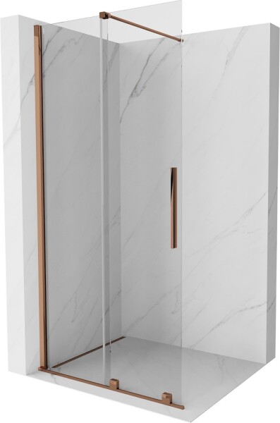 MEXEN/S - Velar posuvné sprchové dveře Walk-in 75 cm, transparent, růžové zlato 871-075-000-03-60