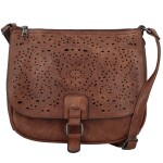 Módní dámská koženková crossbody kabelka Oresta, hnědá