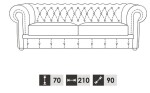Kožený trojsed Chesterfield rozkládací