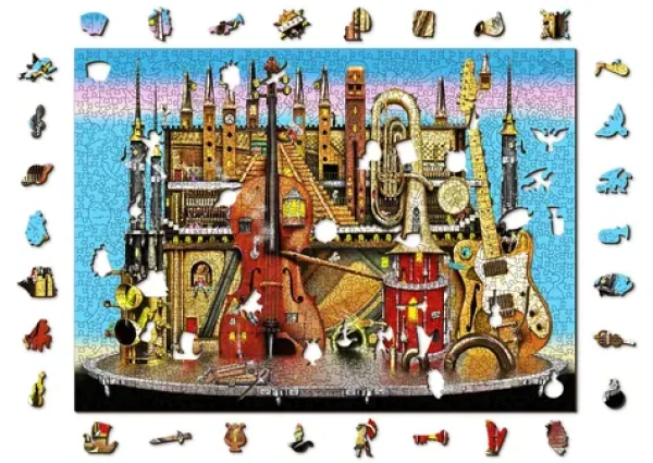 WOODEN CITY Dřevěné puzzle Hudební hrad 2v1