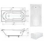 BESCO - Obdélníková vana VINDOBONA - Nožičky k vaně - S nožičkami, Rozměr vany - 190 × 80 OLVVIN19+OLVPINOZSTELWD