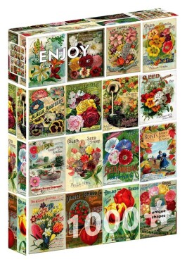 Puzzle Vintage balíčky květinových semen 1000 dílků