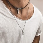 Pánský ocelový náhrdelník Jacinto - chirurgická ocel, kříž, Stříbrná 65 cm