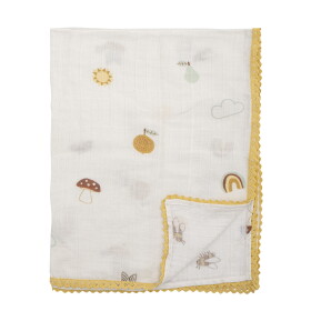 Bílá dětská deka Agnes Bloomingville Mini - Bloomingville Dětská dečka Agnes Cotton 100 x 80 cm, žlutá barva, textil