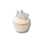 Dortisimo Nejedlá dekorace kovová Koruna stříbrná s holografickými kamínky a bílými perlami